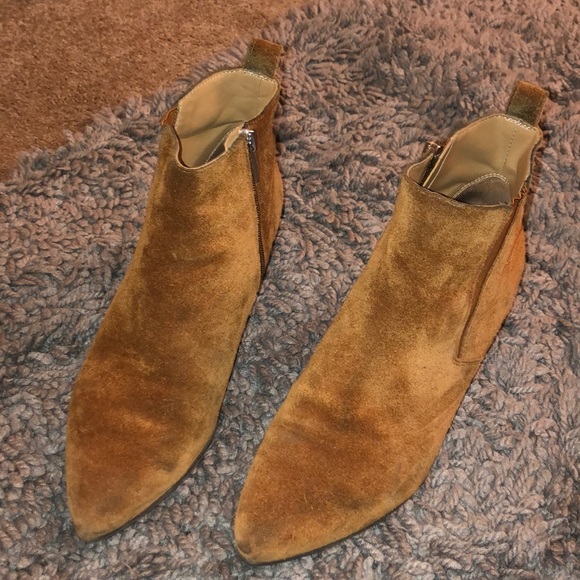 cognac suede booties